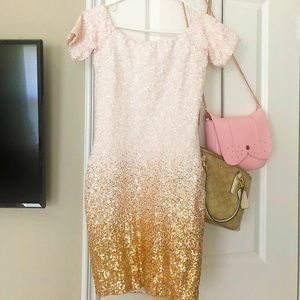 Gold Ombré Sequin Cocktail Dress